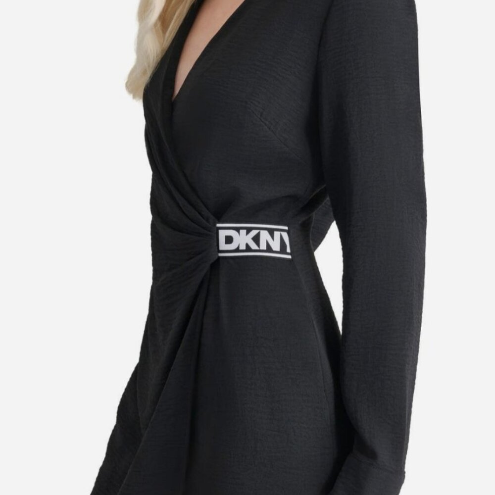 LONG SLEEVE FAUX WRAP DKNY DRESS